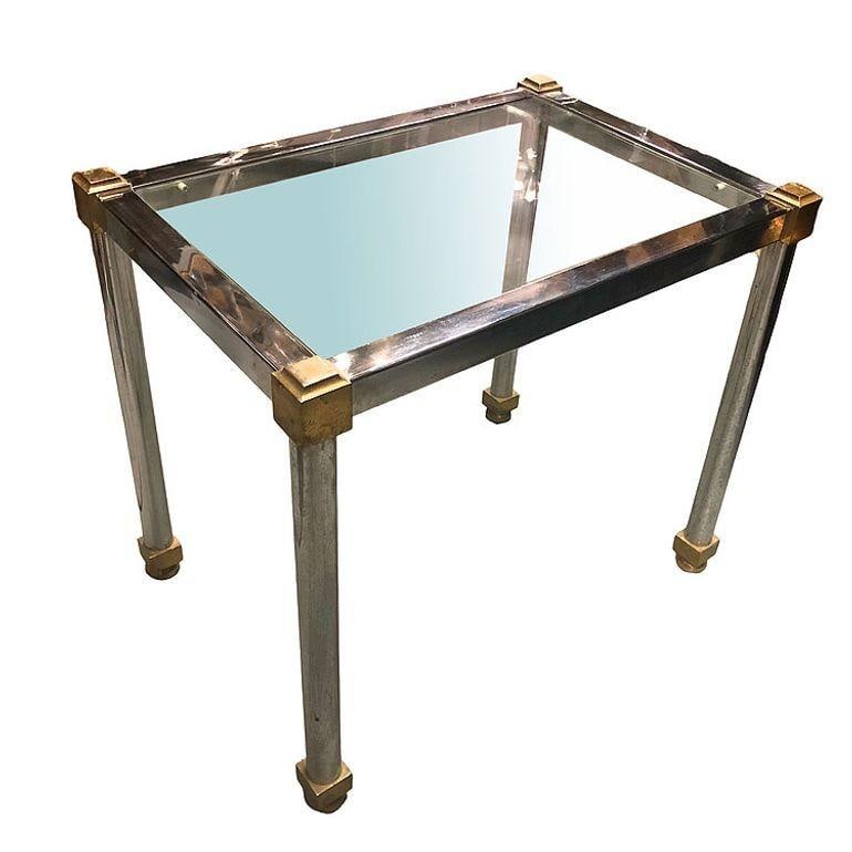 Hollywood Regency Chrome & Brass Maison Jensen Style Nesting Tables - 4