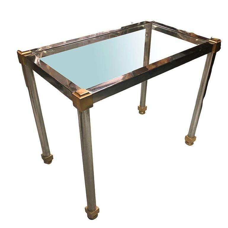 Hollywood Regency Chrome & Brass Maison Jensen Style Nesting Tables - 5