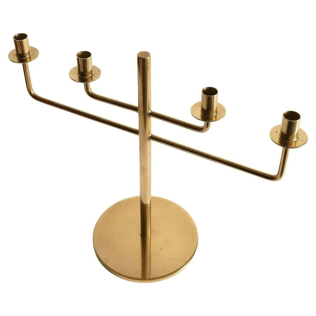 Scandinavian Modern Brass Candle Holder Candelabra by Hans-Agne Jakobsson, Pair - 2