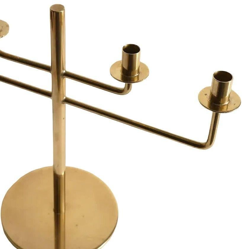 Scandinavian Modern Brass Candle Holder Candelabra by Hans-Agne Jakobsson, Pair - 3