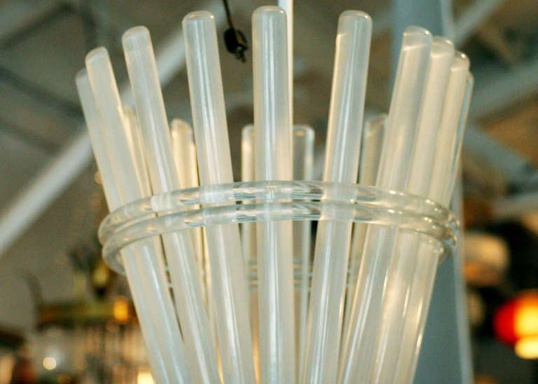 Unique Mid-century Acrylic Rod Shuttlecock Chandelier by Paul Laszlo - 3