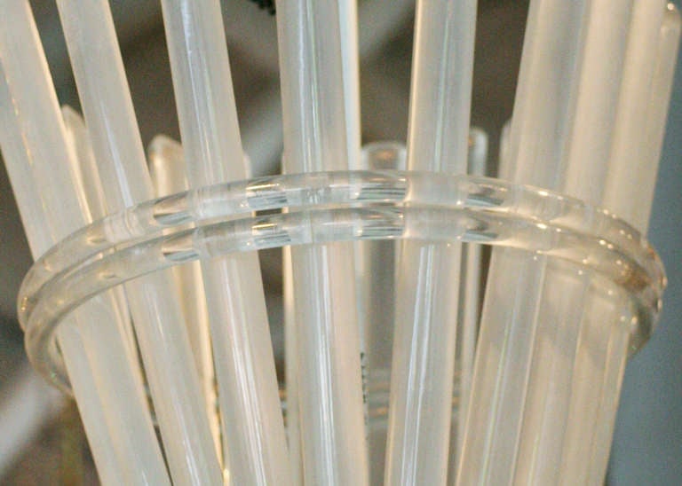 Unique Mid-century Acrylic Rod Shuttlecock Chandelier by Paul Laszlo - 4