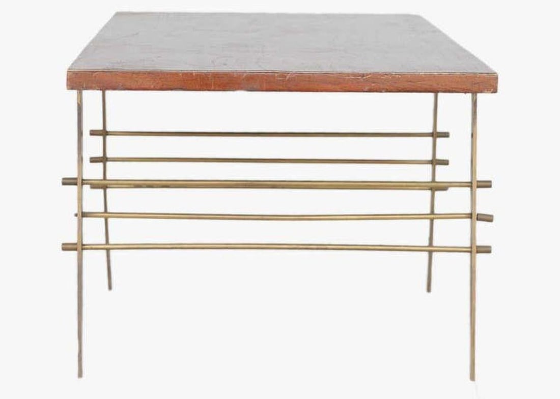 Mid Century Brass and Wood Attr. Gio Ponti Coffee Table - 2