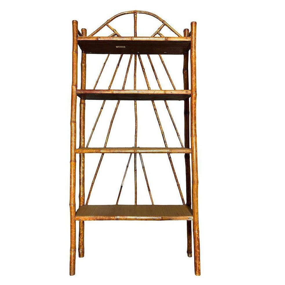 Late Victorian Aesthetic Movement Tiger Bamboo & Grass Matt Chippendale Shelf - 2
