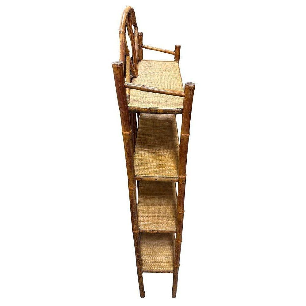 Late Victorian Aesthetic Movement Tiger Bamboo & Grass Matt Chippendale Shelf - 3