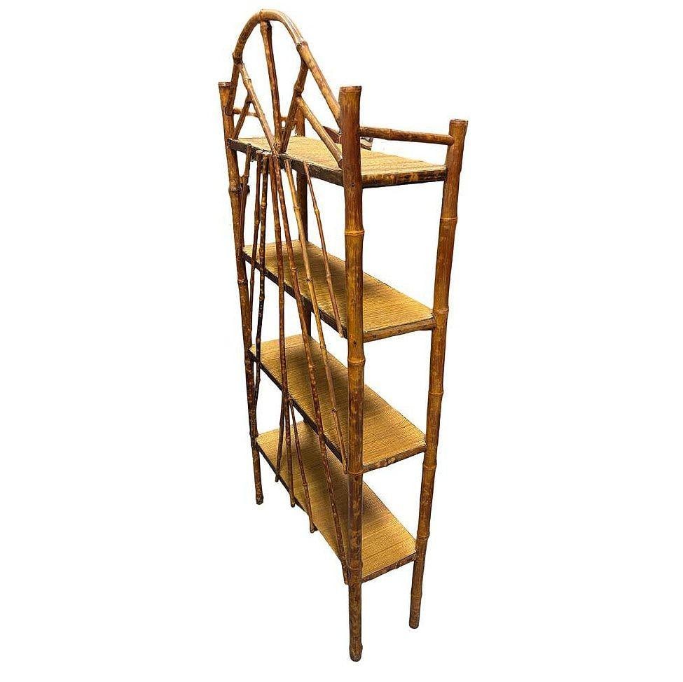Late Victorian Aesthetic Movement Tiger Bamboo & Grass Matt Chippendale Shelf - 5