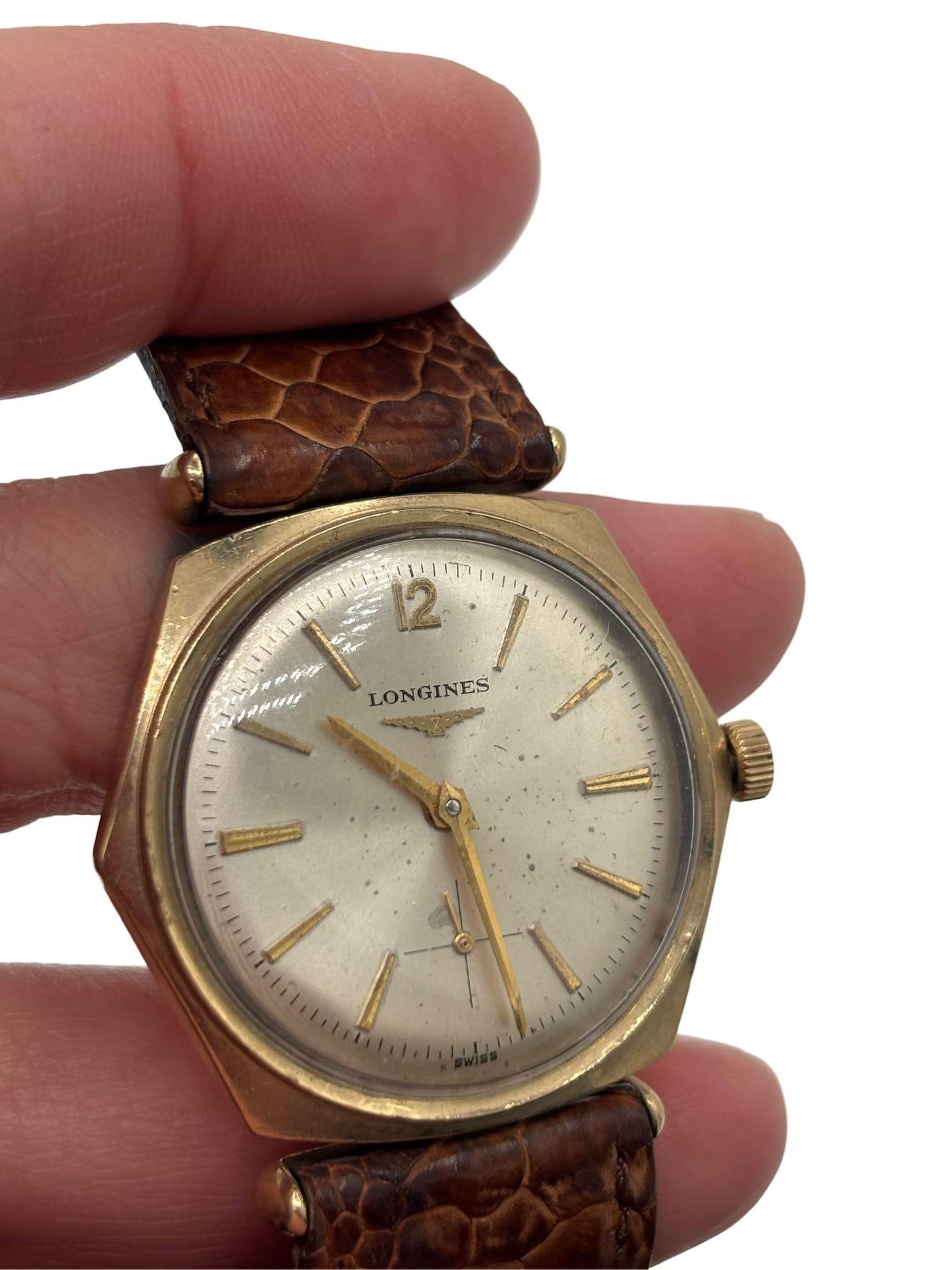 Longines 10K Gold-Filled Hexagonal Case Manual Watch w/ Crocodile Leather Band - 4