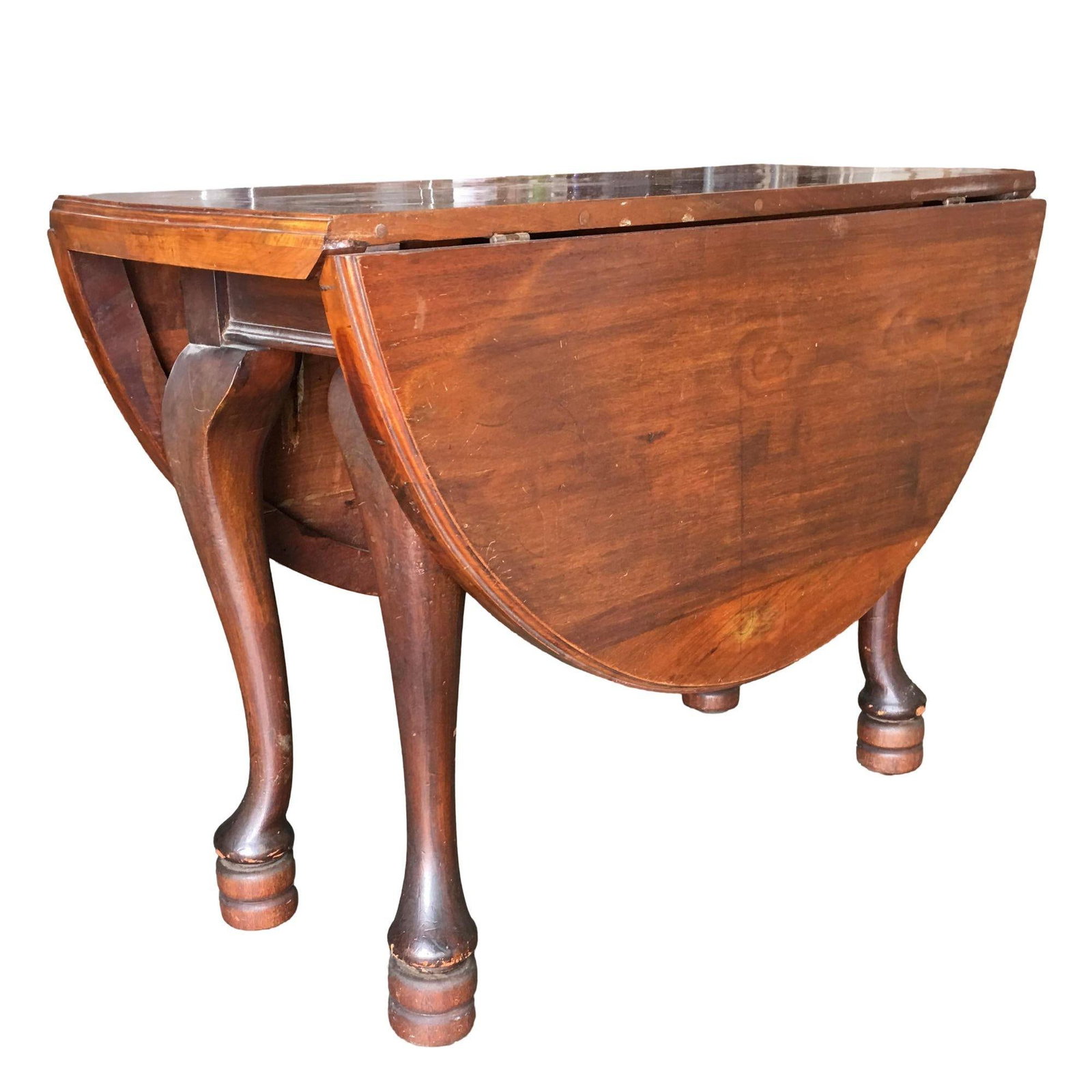 Antique Drop Leaf French Country Mahogany Table - 4
