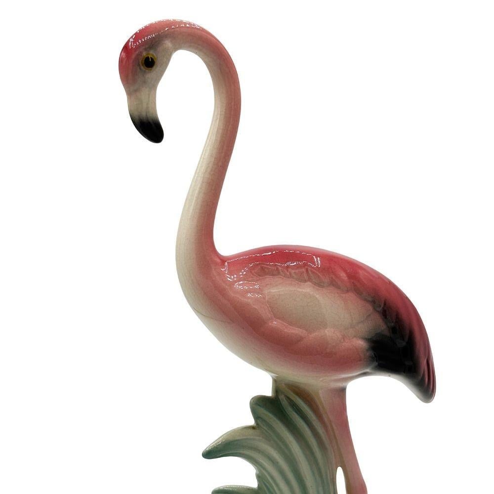 Mid-century Matching Pink Flamingo Ceramic Tabletop Vase Set By Brad Keeler - 4