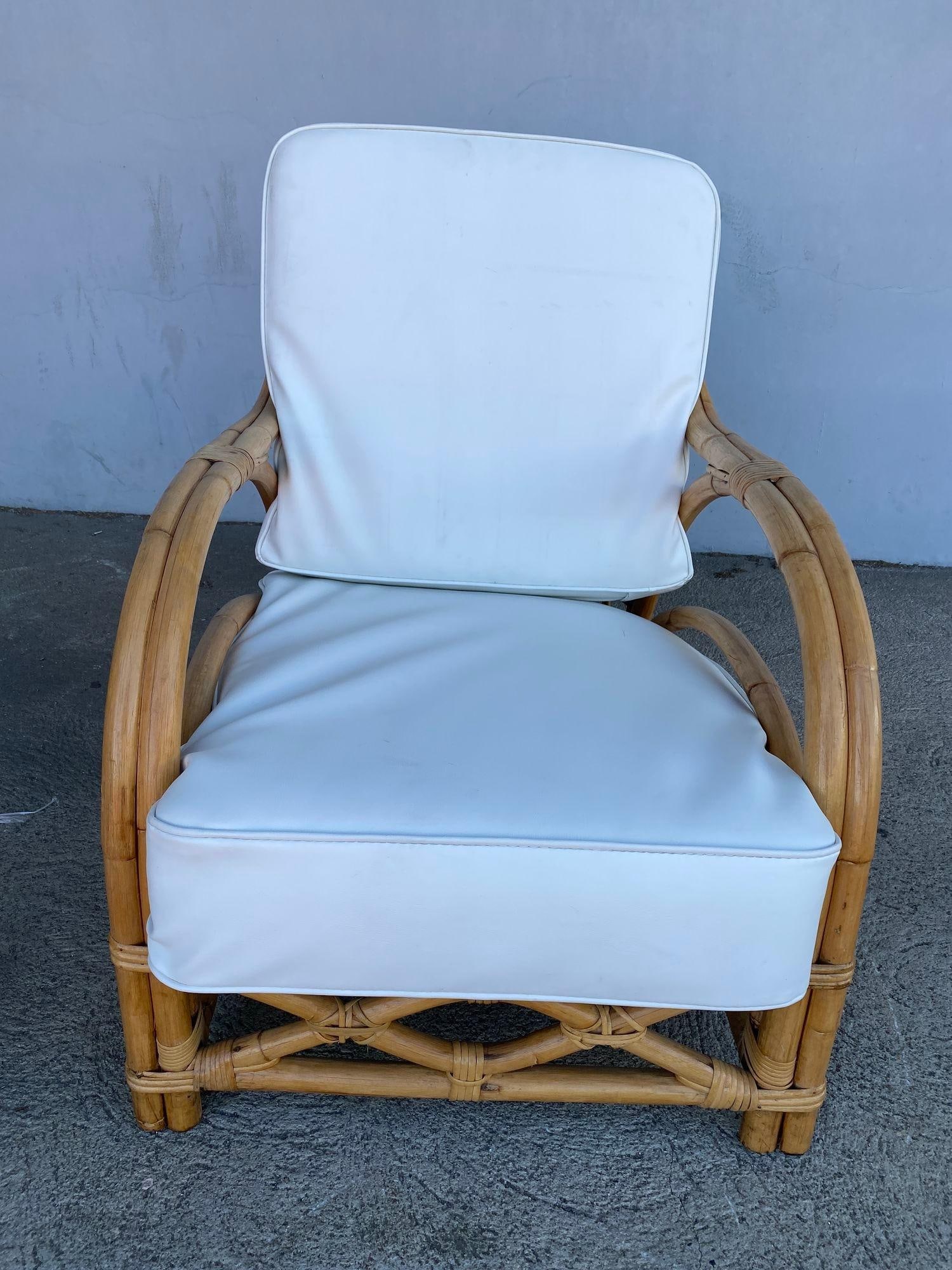 Rare Restored "1940s Transition" Rattan Sofa and Lounge Chair Living Room Set - 2