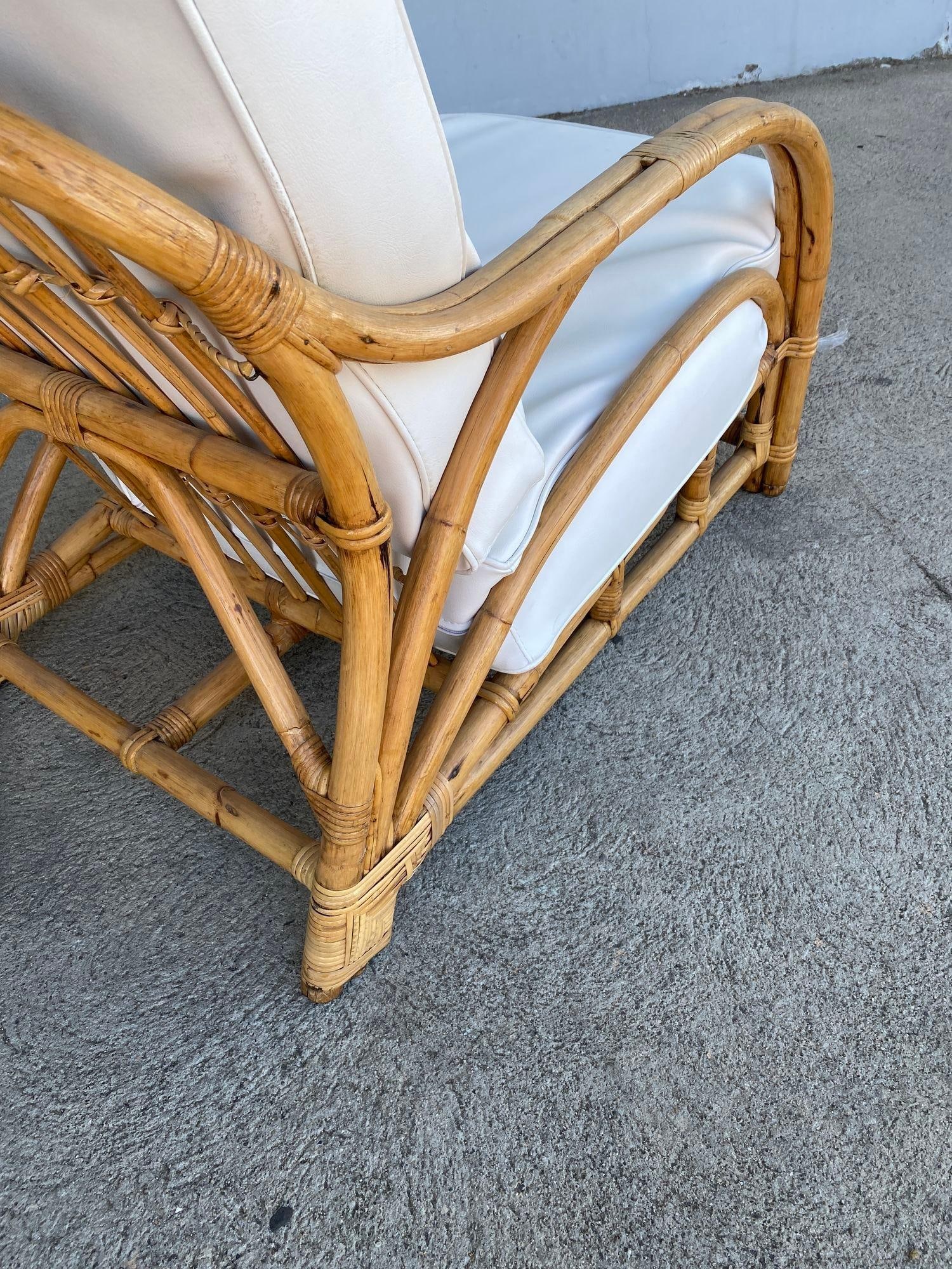 Rare Restored "1940s Transition" Rattan Sofa and Lounge Chair Living Room Set - 5