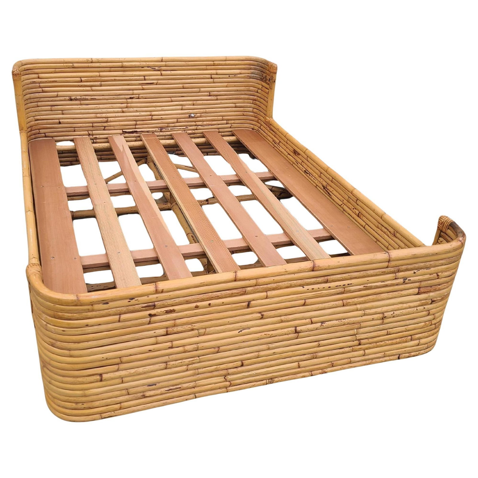 Vintage Full Size Stacked Rattan Bed Frame by Seven Seas (1 of 5)
