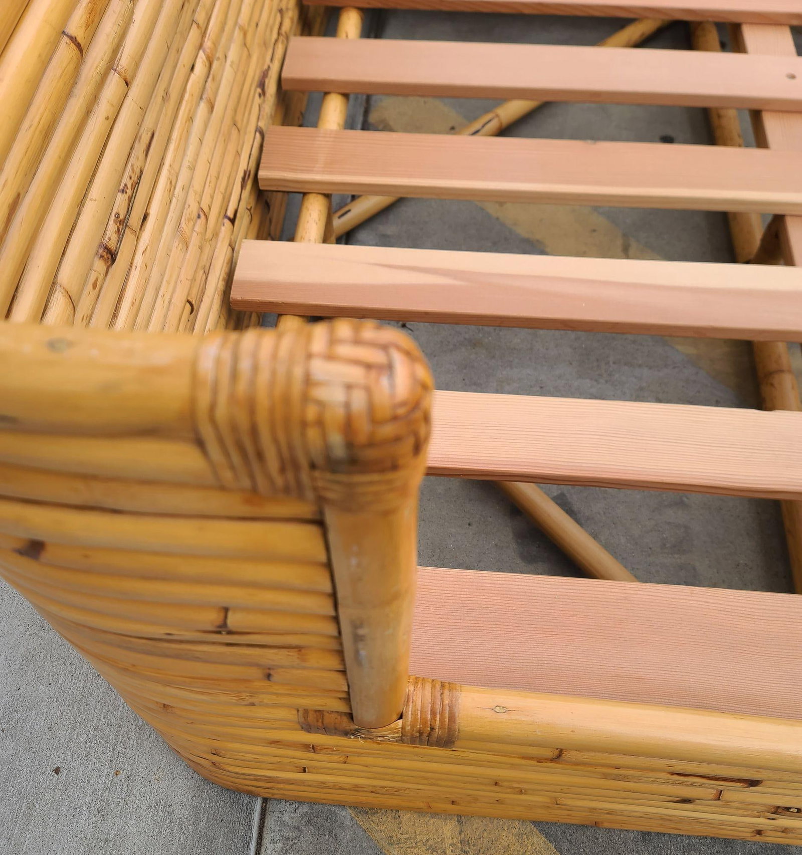 Vintage Full Size Stacked Rattan Bed Frame by Seven Seas - 3