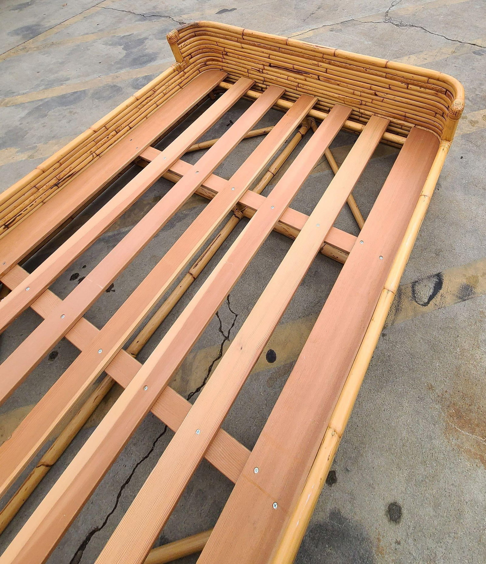 Vintage Full Size Stacked Rattan Bed Frame by Seven Seas - 4