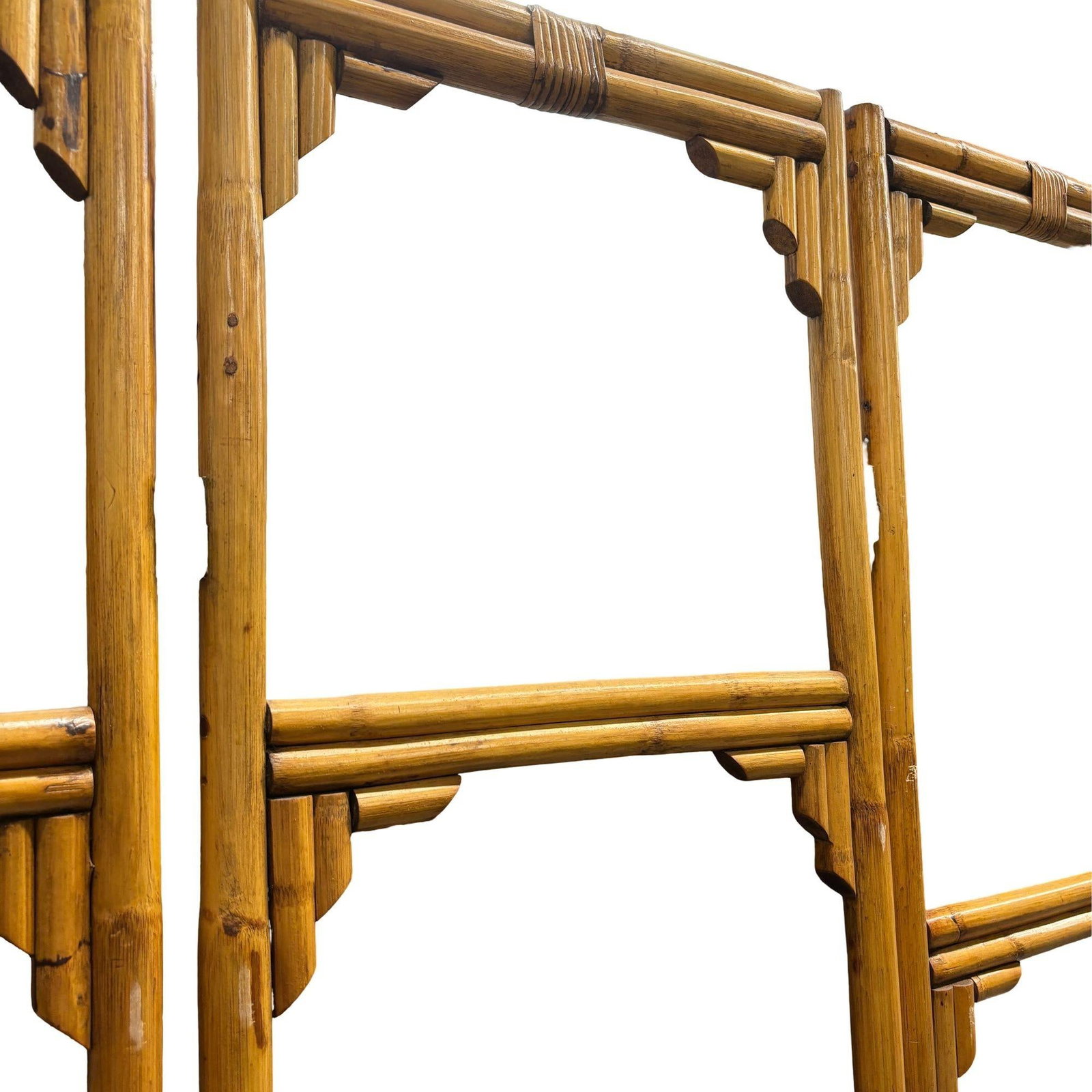 Rattan Room Divider Folding Screen Four Panels - 4