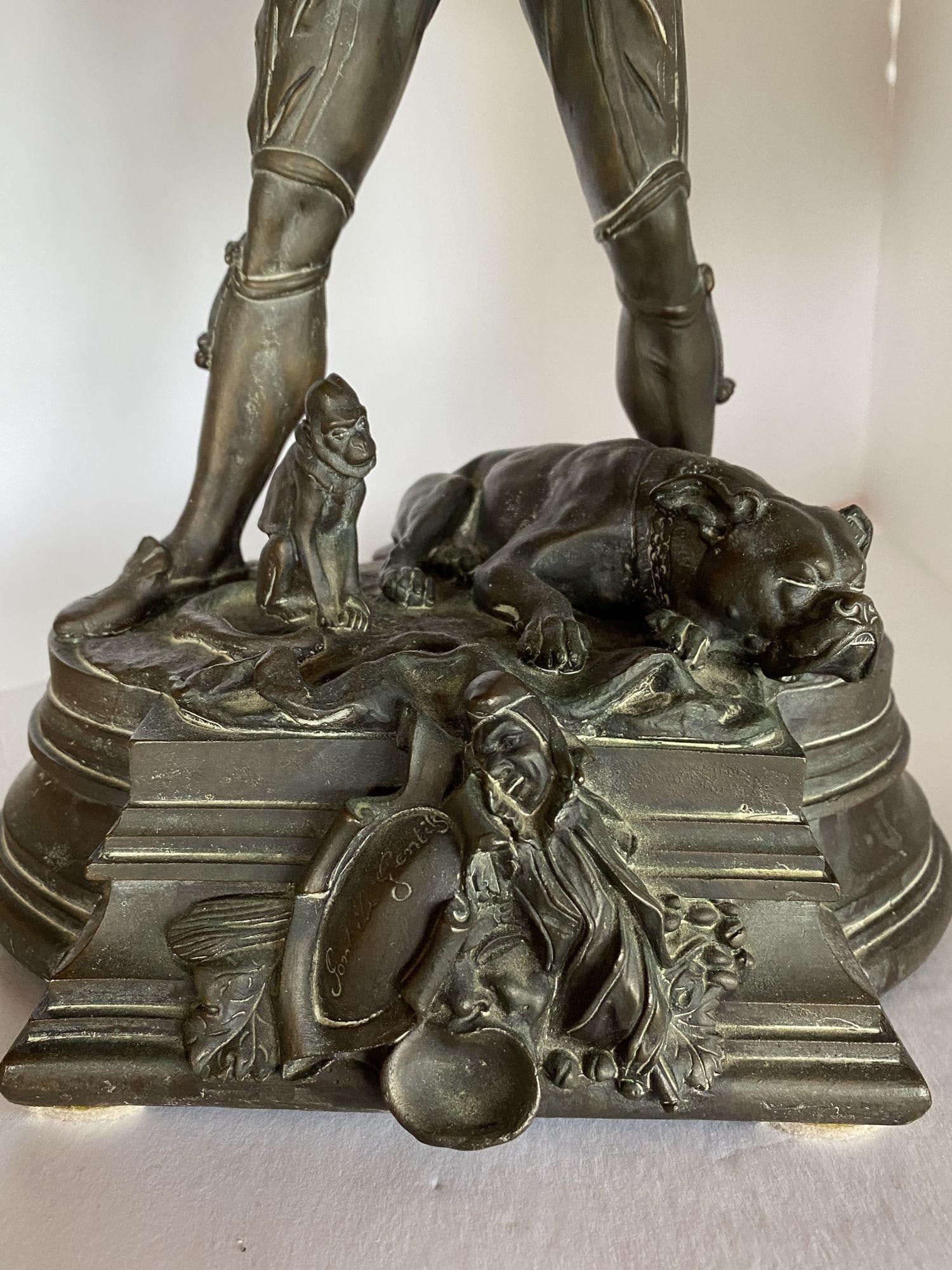 Victorian Bronze Jester Sculpture by After Alfred Barye, France 1860 - 4
