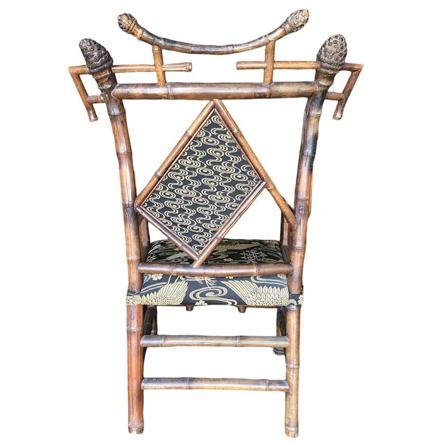 Late Victorian Aesthetic Movement Bamboo Chippendale Salon Chairs, Pair - 2