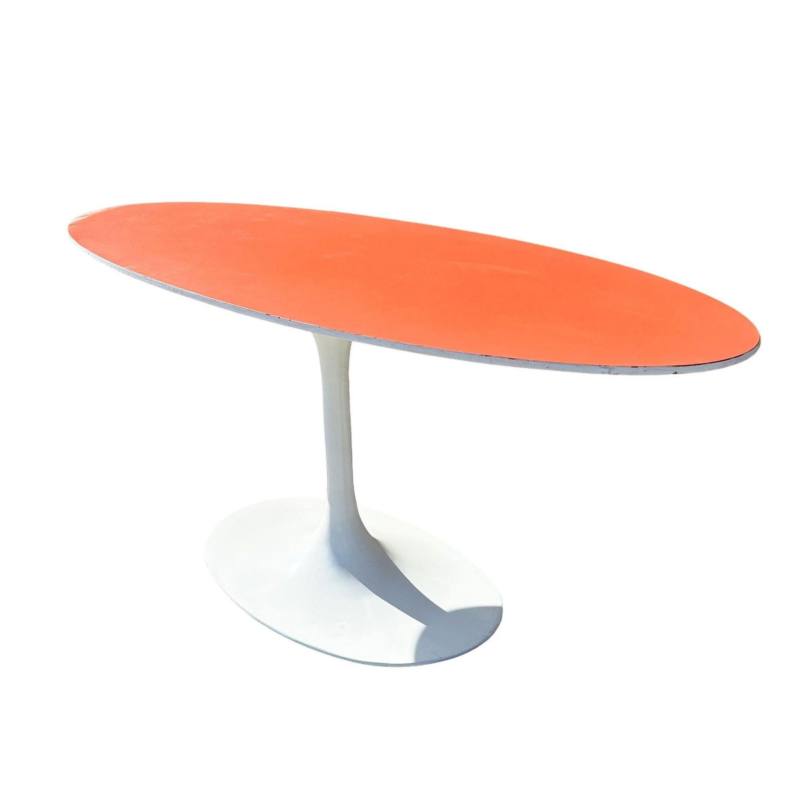 Mid-century Tulip Dining Table by Eero Saarinen for Knoll W/ Orange Laminate Top - 3