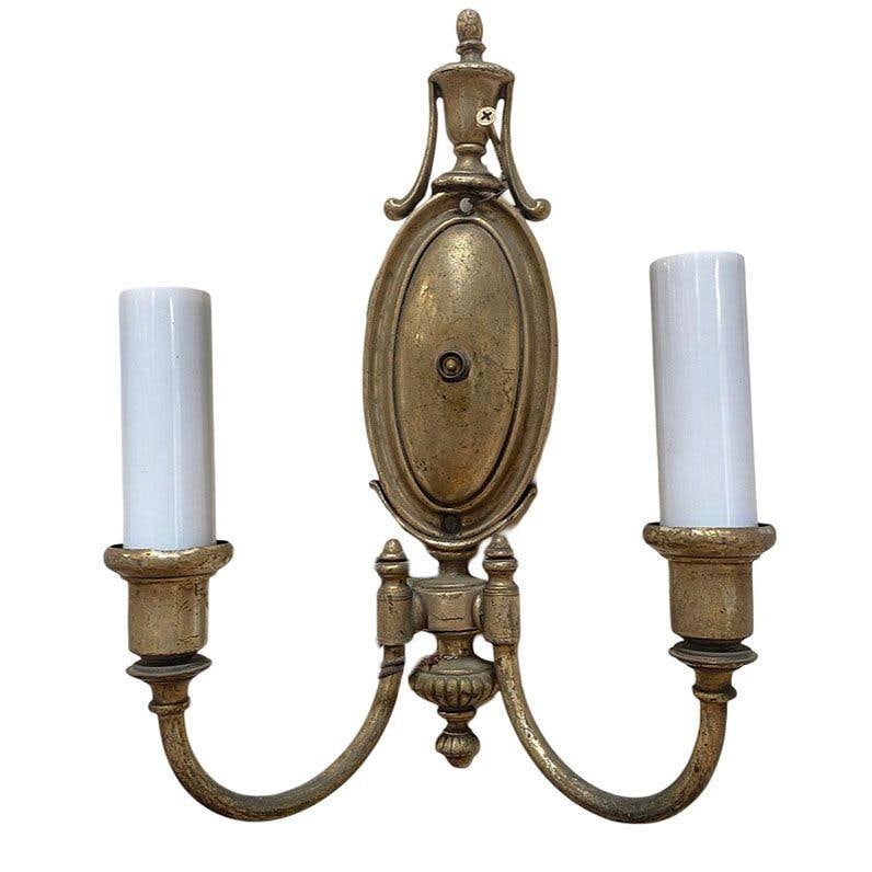 French Empire Style Cast Brass Dual Arm Wall Sconces, pair - 2