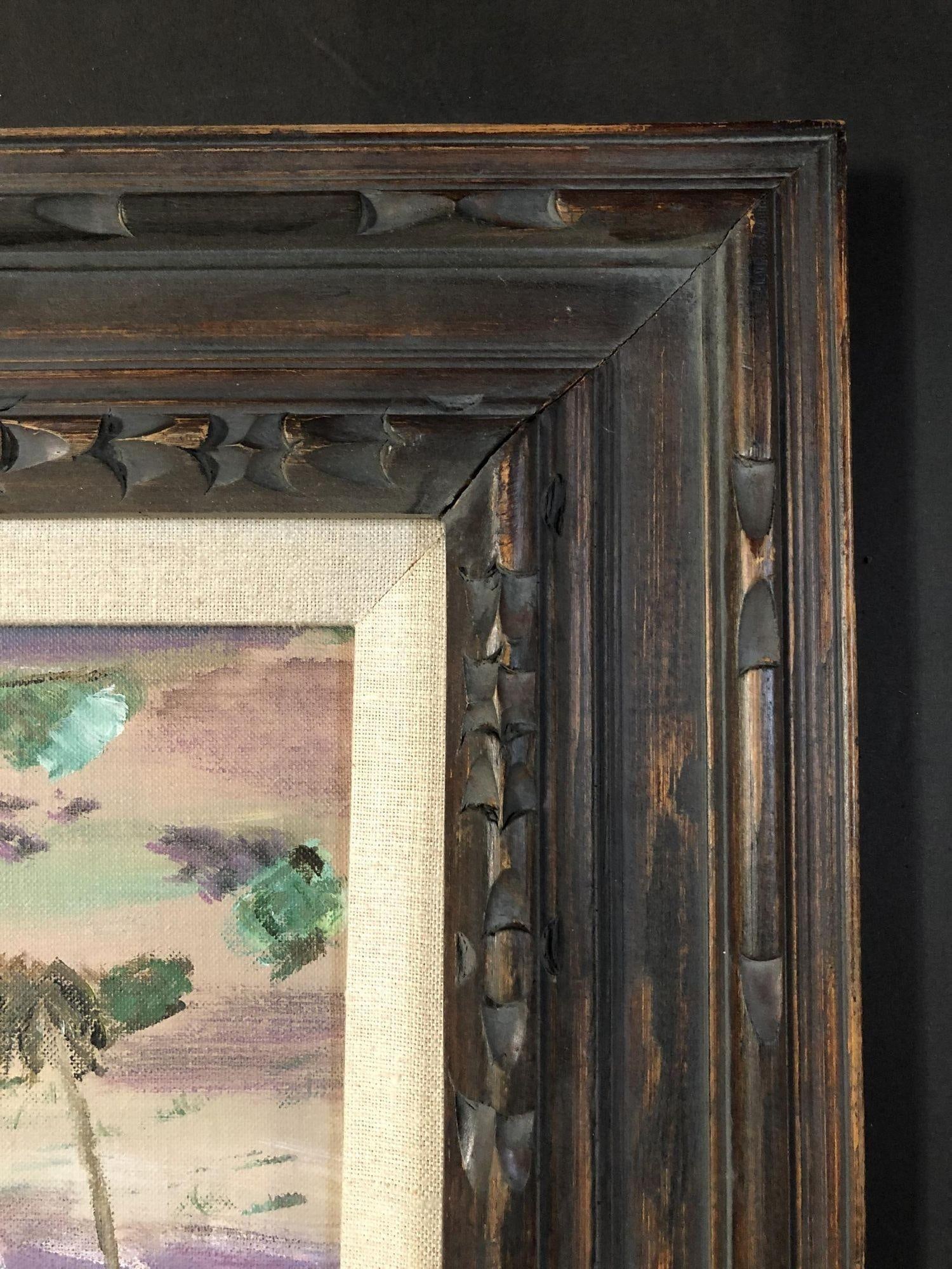 1950s Midcentury Desert Scenic Landscape Oil on Board in Original Frame, Signed - 4