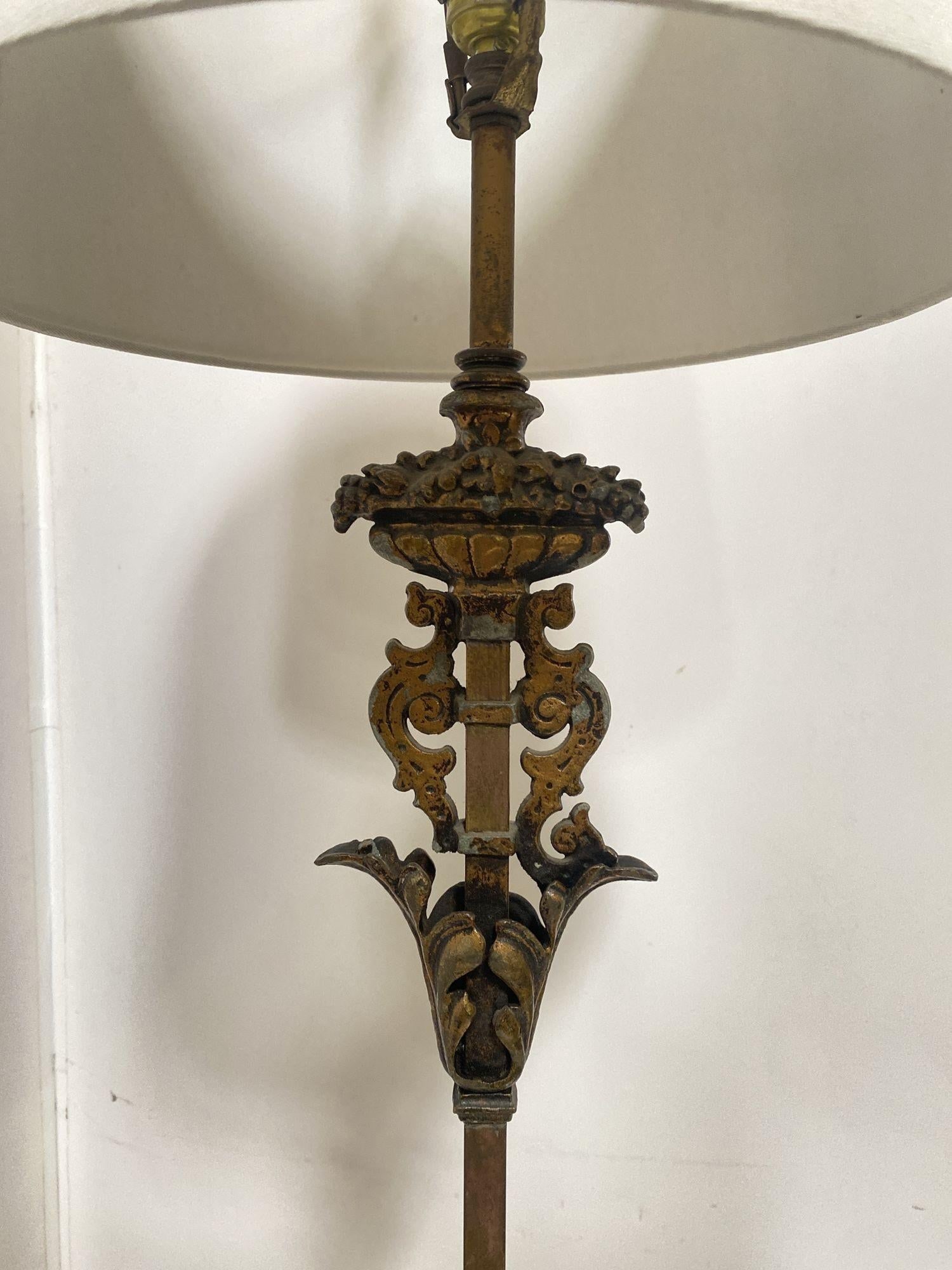 Hollywood Regency Cast Iron Torchiere Floor Lamp by Rembrandt - 4