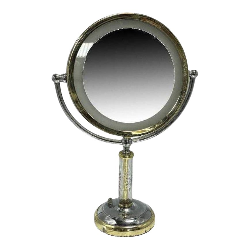 High Style Brass & Chrome Florescence Magnifying Vanity/Jewelry Mirror (1 of 5)