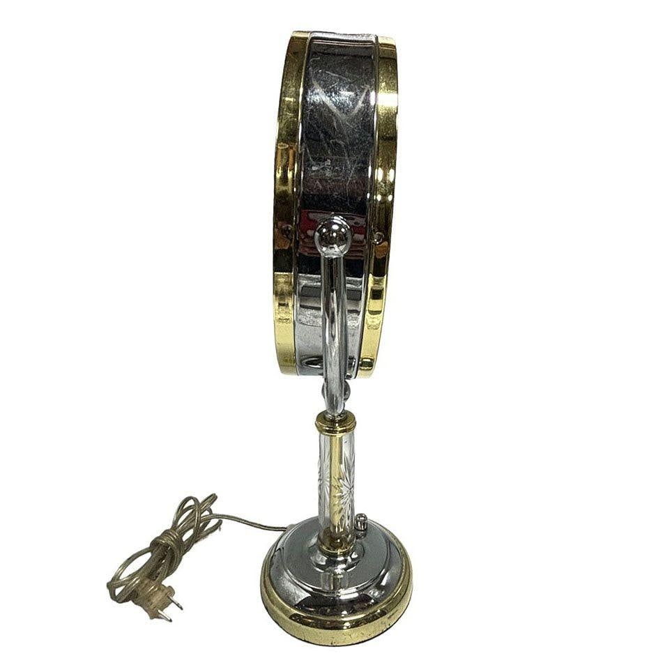 High Style Brass & Chrome Florescence Magnifying Vanity/Jewelry Mirror - 2