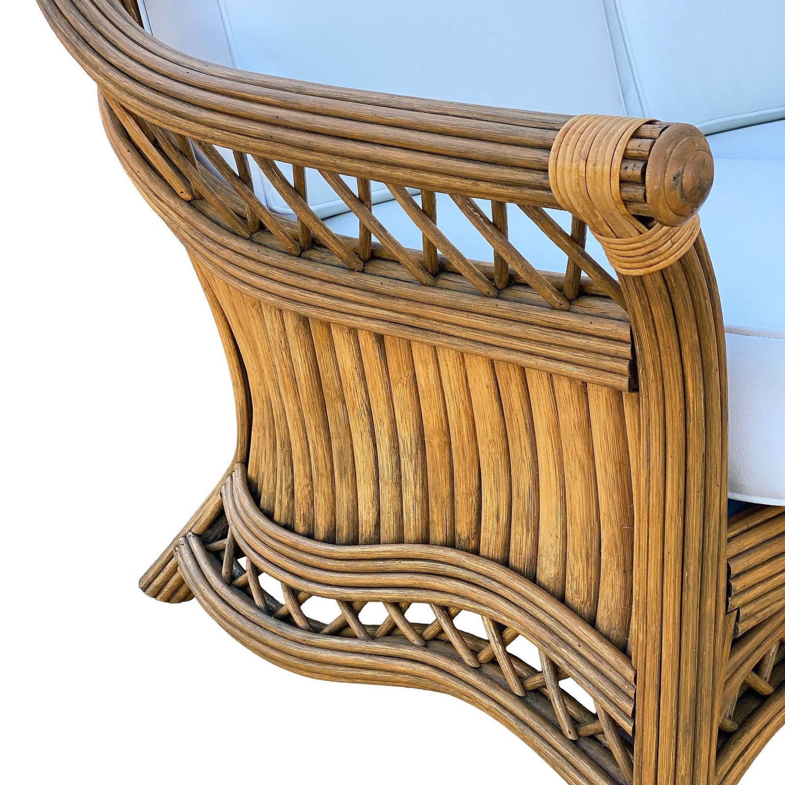 Art Deco "President" Stick Reed Rattan Fan Back Settee and Sofa Set - 2