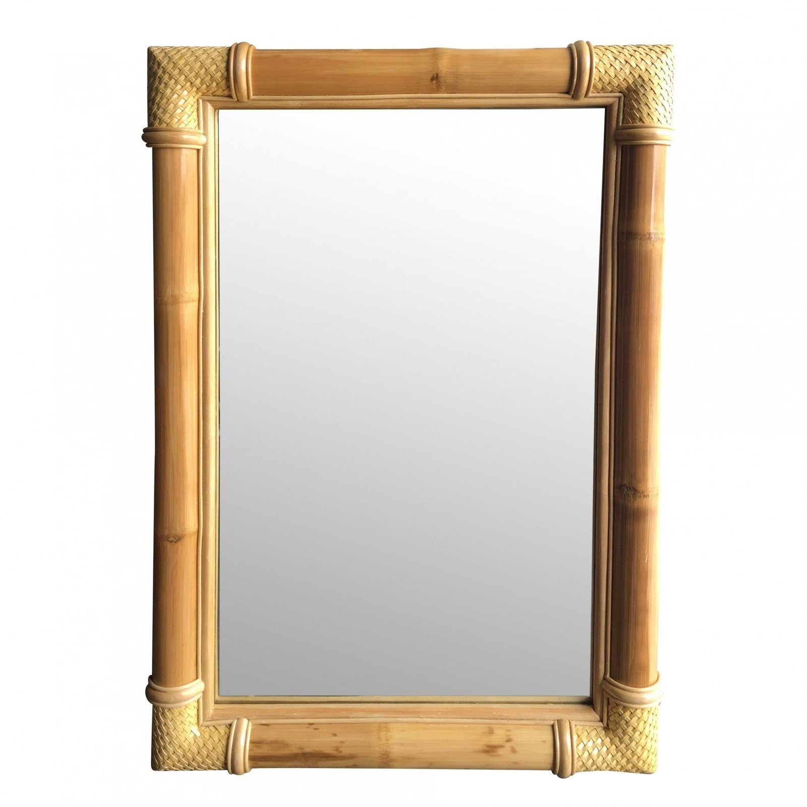 Restored Extra Large Single-Strand Rattan Mirror with Fancy Wrappings - 5