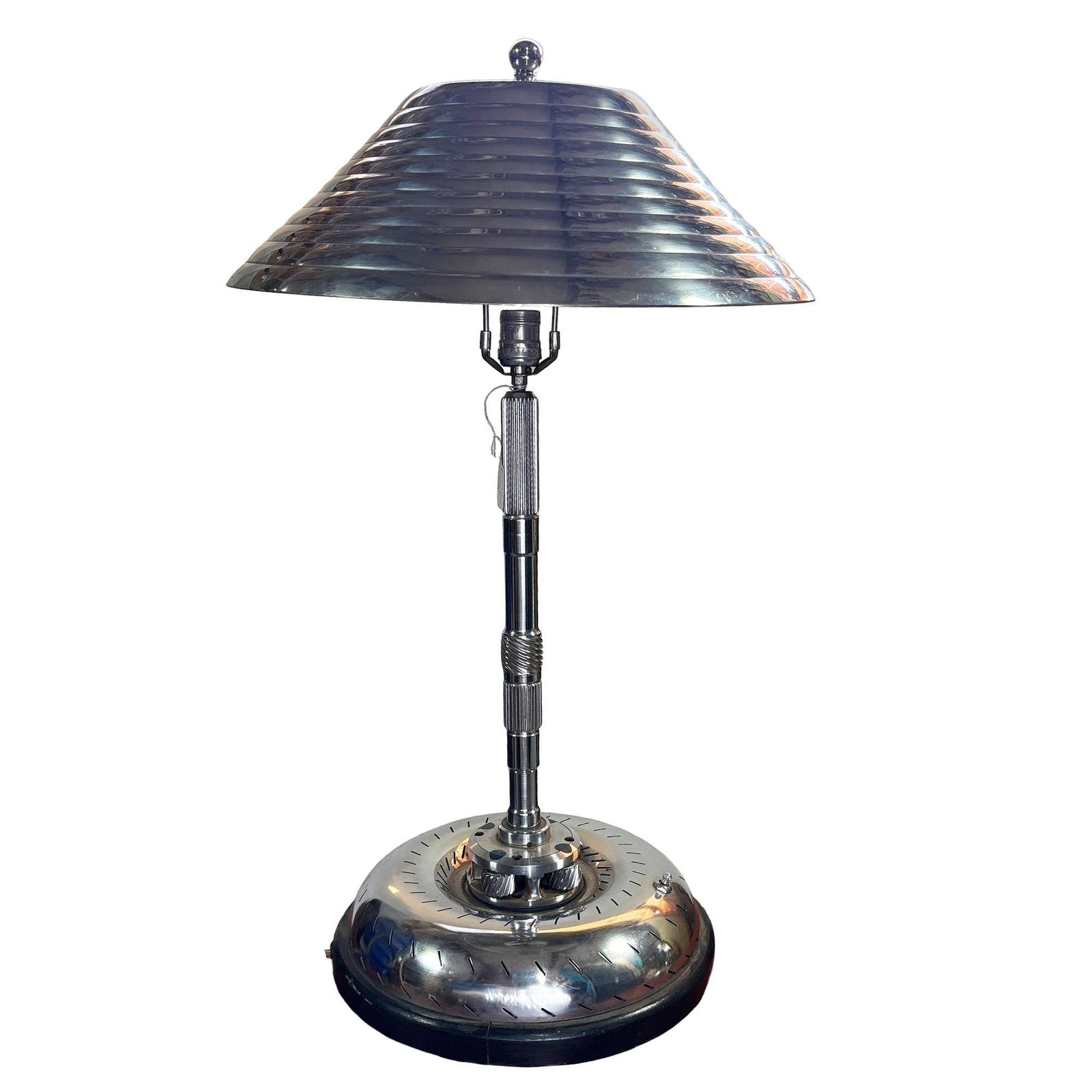 1980s Chrome Machine Age Art Deco Style Table Lamp w/ Torque Converter Base (1 of 5)