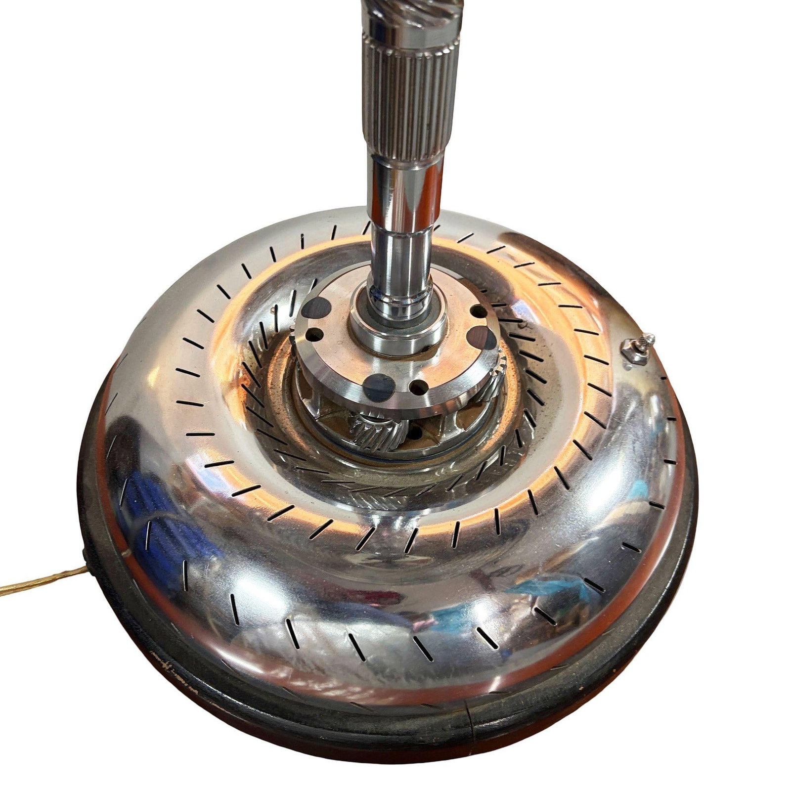 1980s Chrome Machine Age Art Deco Style Table Lamp w/ Torque Converter Base - 3