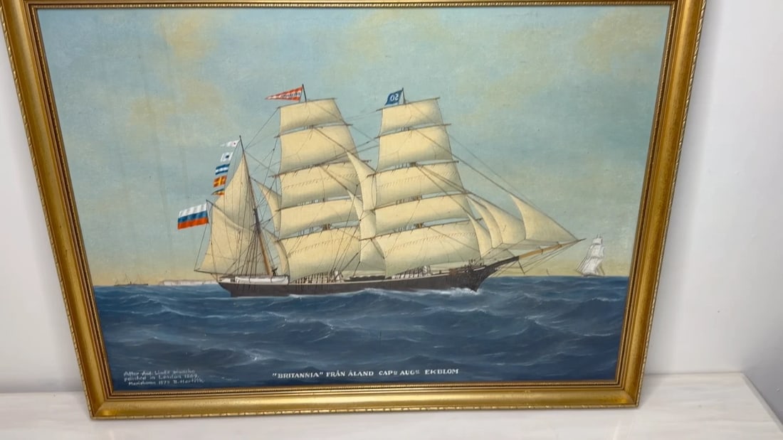 Baltic Barque Ship Britannia Of Åland Under Full Sail — Capt. August Ekblom - 2