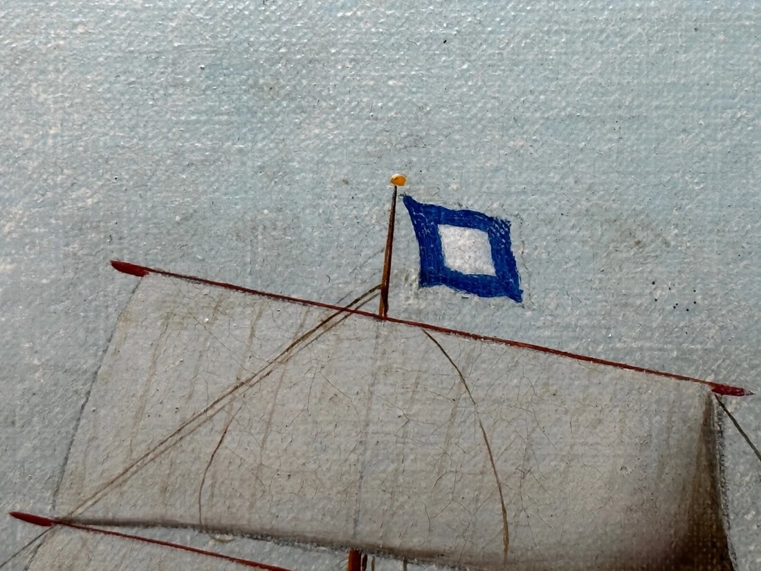 French Victorian Oil Painting Marine Barquentine Ship Charles James Off Dunkirk - 19