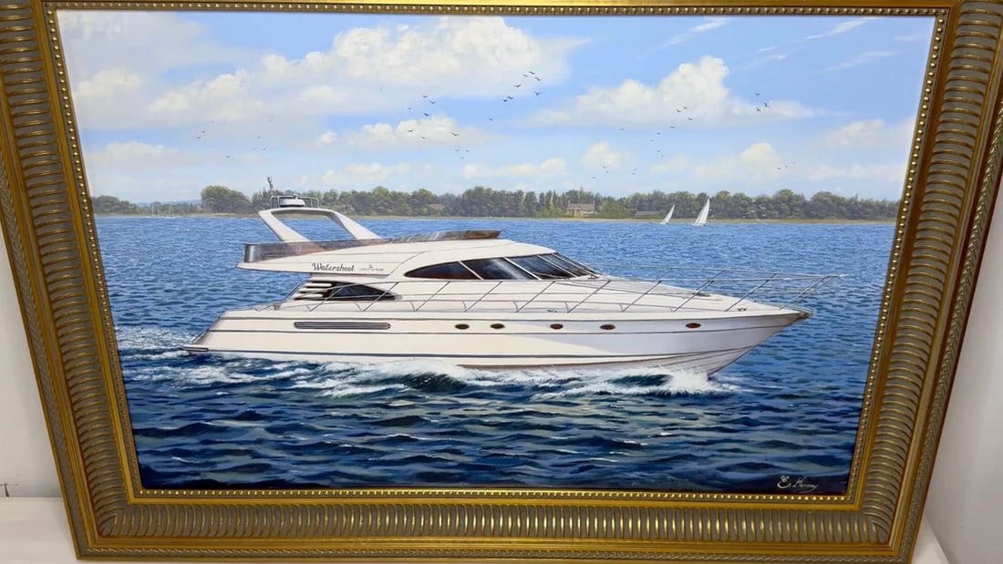 Oil Painting Windermere Ascendancy — Fairline Squadron 50 Yacht By Edward Hersey - 2