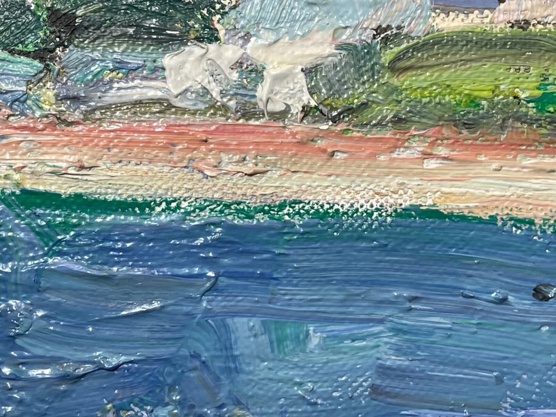 Expressionist Oil Painting St Ives Smeaton's Pier Beach Cornwall By Linda Weir - 10
