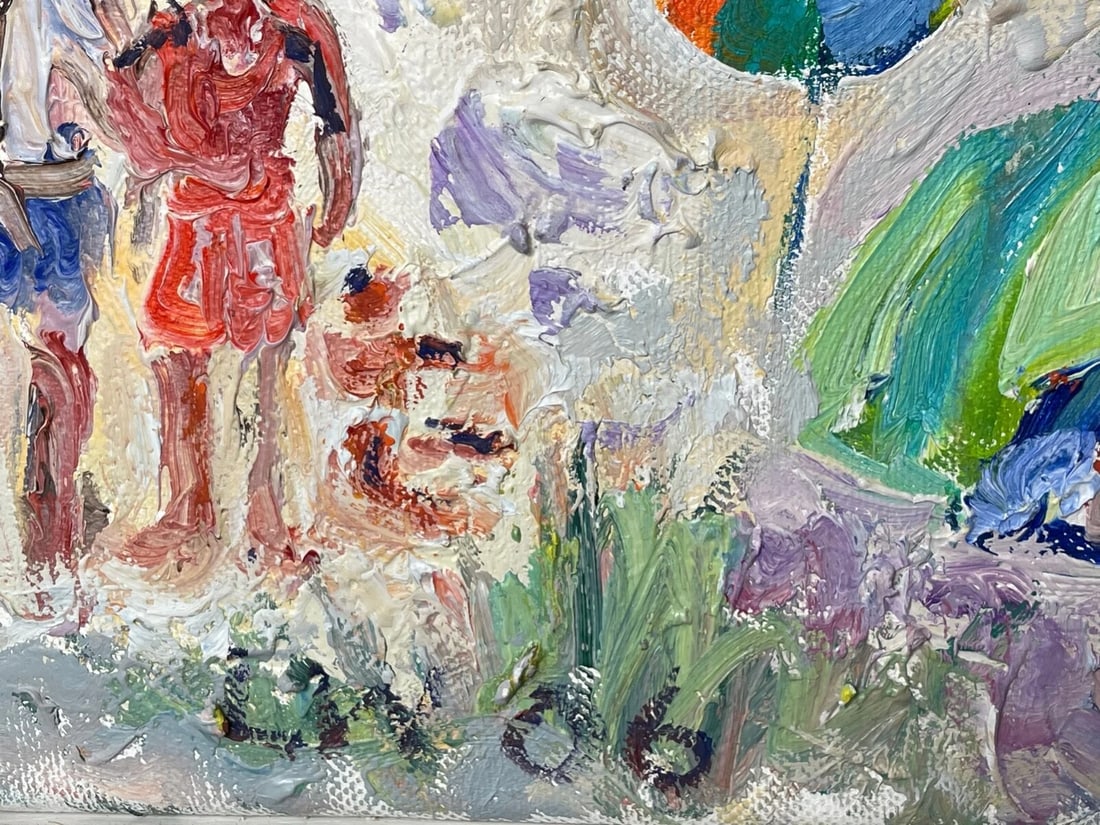 Expressionist Oil Painting St Ives Smeaton's Pier Beach Cornwall By Linda Weir - 5