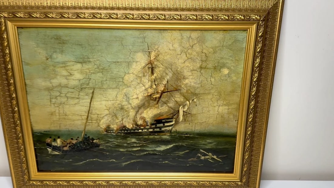 Burning Sinking On River Plate HMS Bombay Ship Follower Richard Brydges Beechey - 2