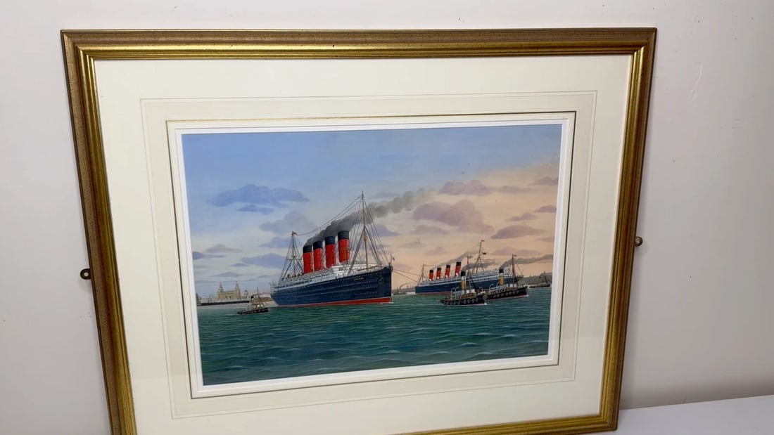Sisters of the Mersey RMS Lusitania & RMS Mauretania Marine Masterpiece Painting - 2