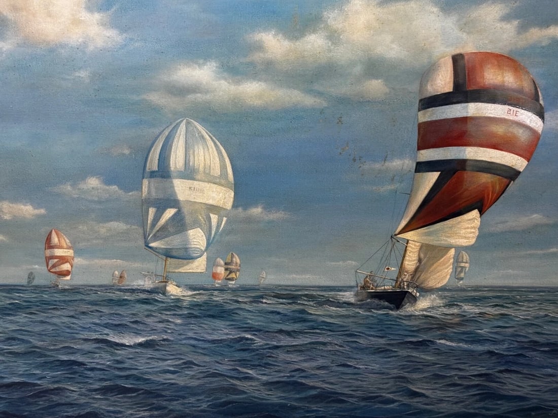 Admiral’s Cup Carina Leads 1969 by Brian Mays Cross Channel Yacht Race off Cowes - 8