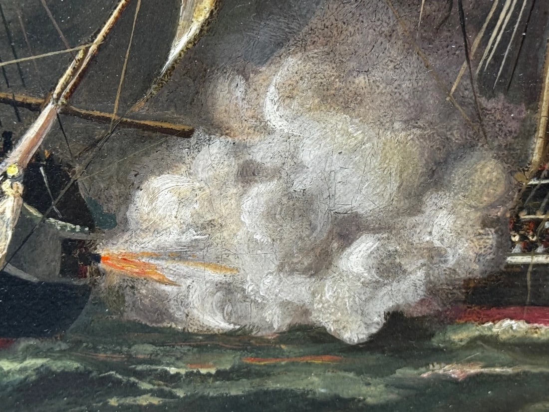 Oil Painting USS Constitution Captures HMS Cyane & HMS Levant, War of 1812 - 18