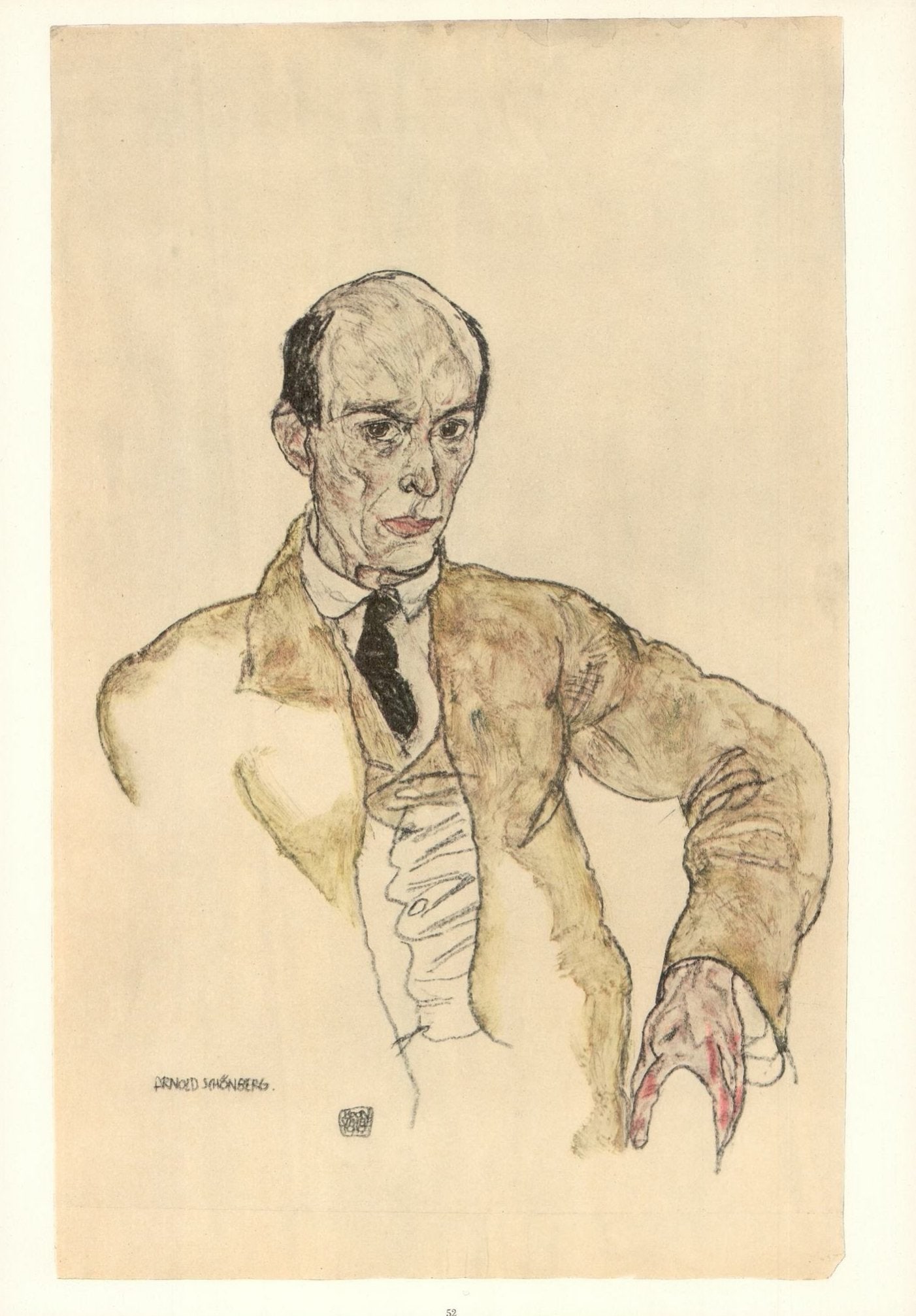 Egon Schiele Lithograph 52 Composer Arnold Schoenberg: Title: Egon Schiele Lithograph 52 Composer Arnold Schoenberg Description: Artist:Egon Schiele Country:Austria Title:Composer Arnold Schoenberg Medium:Lithograph - 52 Marks:Signed in plate Printed:1968