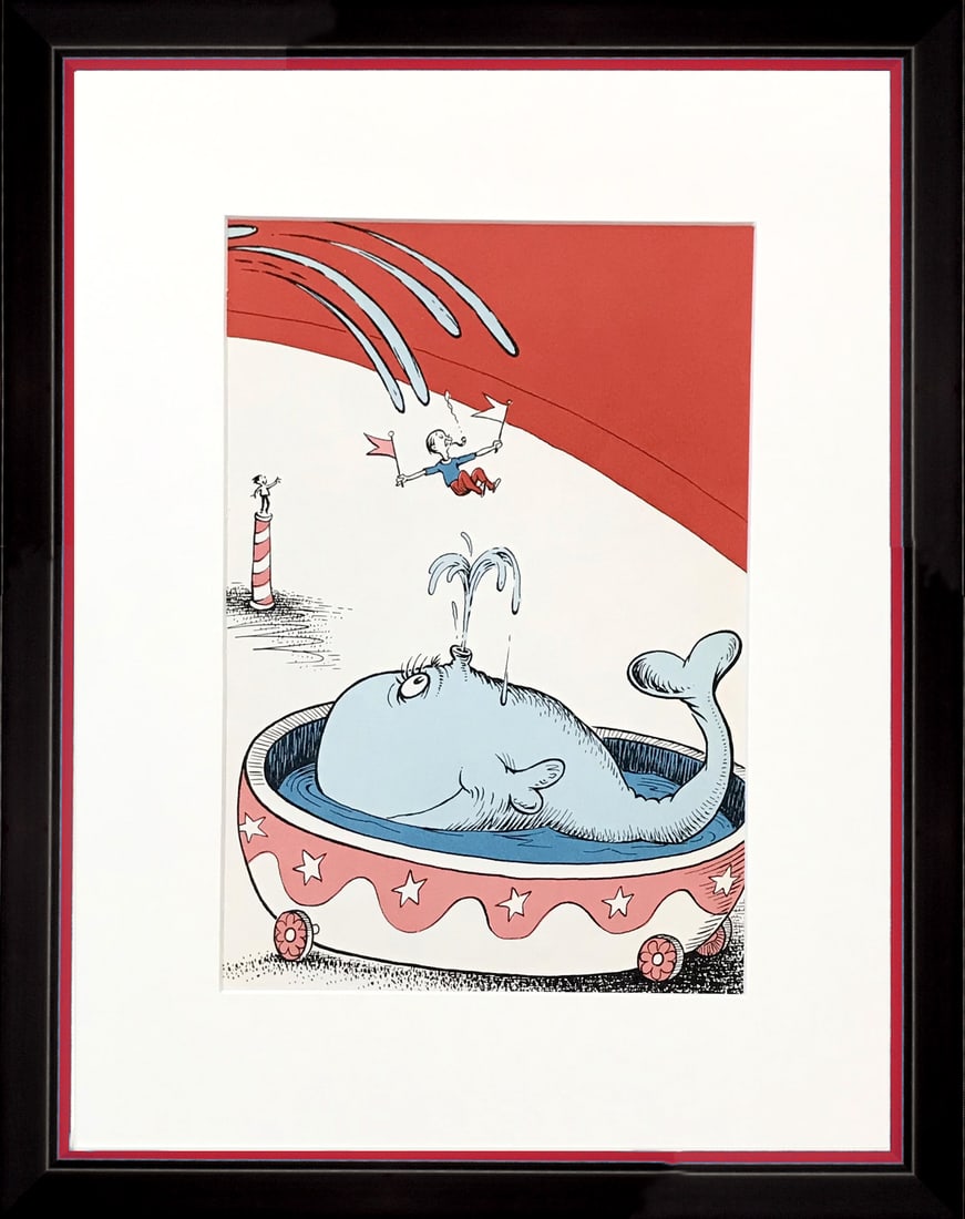 Framed print for Dr Seuss 5: Title: Framed print for Dr Seuss 5 Description: Artist: Theodor Geisel known by Dr Seuss\nCountry: USA\nTitle: Untitled\nMedium: Lithographic print \nPaper Size: 11x 8 inches on matte paper\nProvenanc