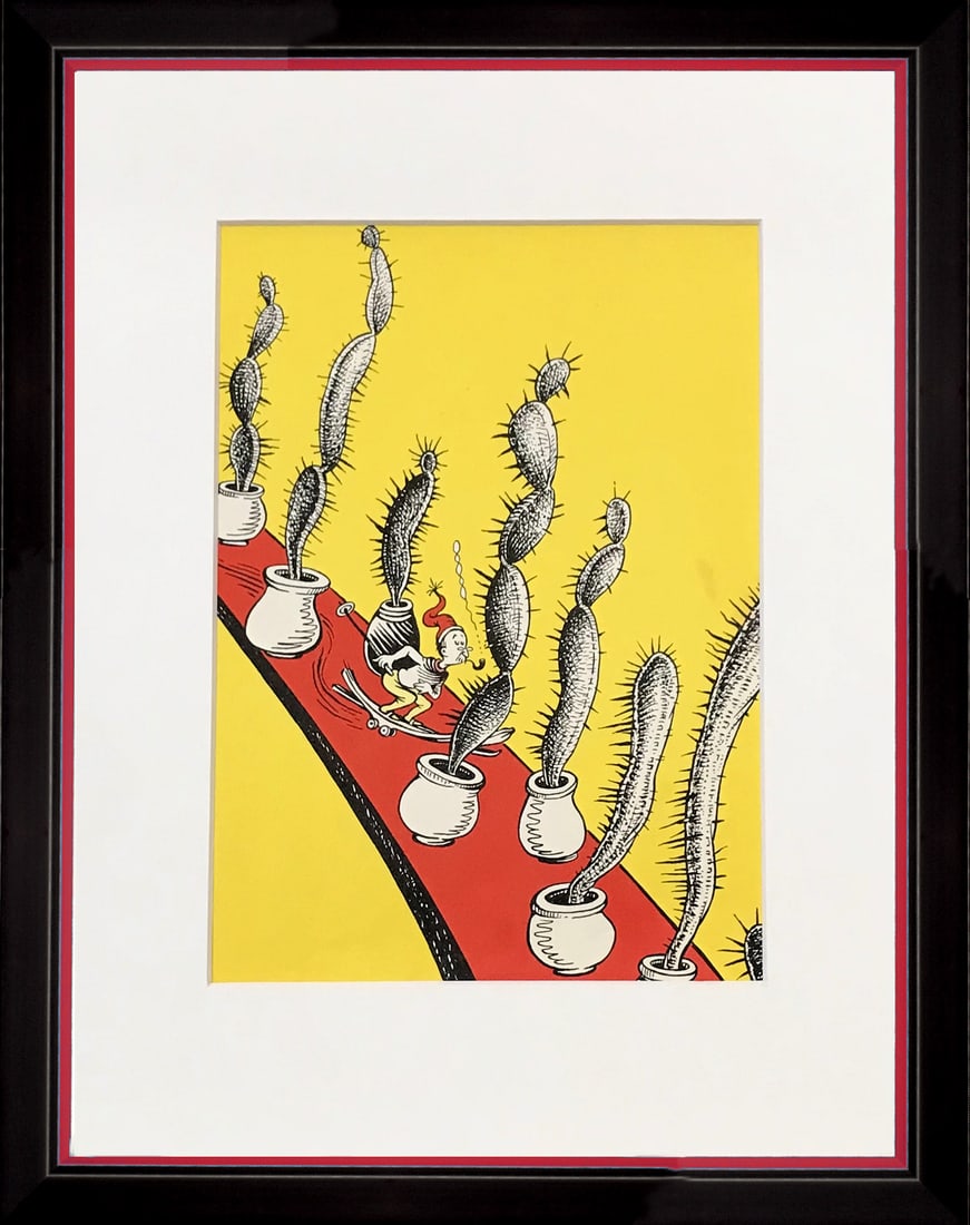 Framed print for Dr Seuss 6: Title: Framed print for Dr Seuss 6 Description: Artist: Theodor Geisel known by Dr Seuss\nCountry: USA\nTitle: Untitled\nMedium: Lithographic print \nPaper Size: 11x 8 inches on matte paper\nProvenanc