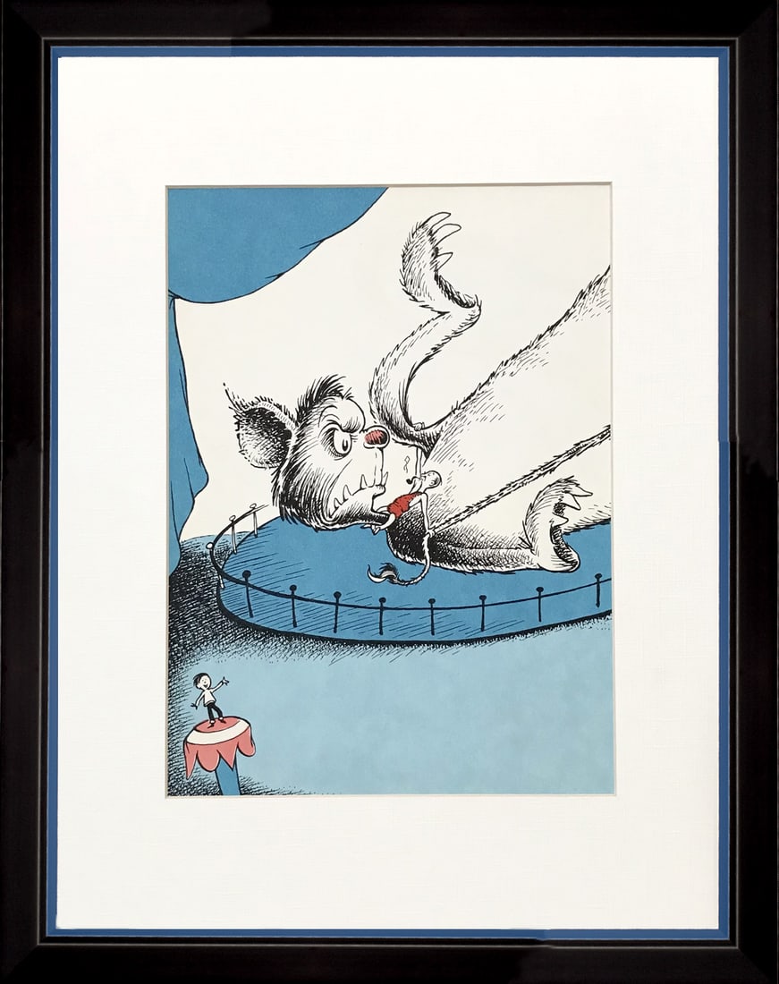 Framed print for Dr Seuss 1: Title: Framed print for Dr Seuss 1 Description: Artist: Theodor Geisel known by Dr Seuss\nCountry: USA\nTitle: Untitled\nMedium: Lithographic print \nPaper Size: 11x 8 inches on matte paper\nProvenanc