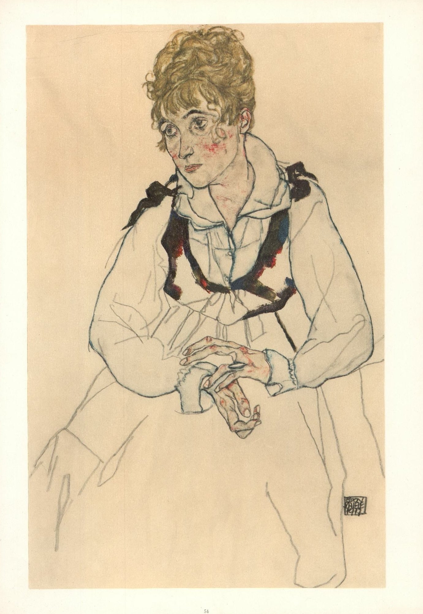 Egon Schiele Lithograph 54 The artist's wife 1968: Title: Egon Schiele Lithograph 54 The artist's wife 1968 Description: Artist:Egon Schiele Country:Austria Title:The artist's wife Medium:Lithograph - 34 Marks:Signed in plate Printed:1968 by Max Jaffe