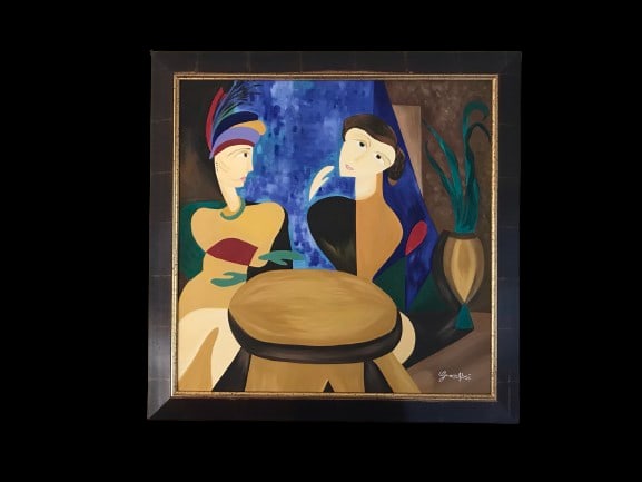 Grace Absi Sisters 2001 Oil Painting on Canvas Framed (1 of 5)