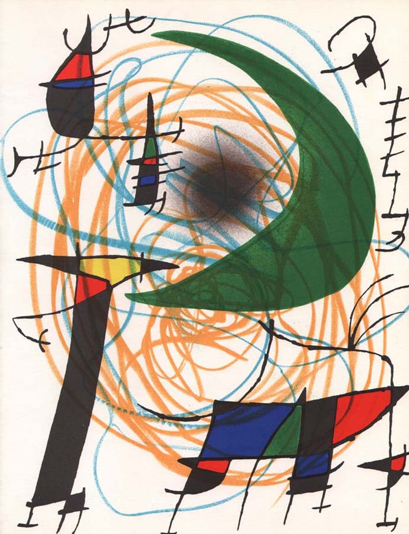 Joan Miro Original Lithograph v1-5 Mourlot 1970: Title: Joan Miro Original Lithograph v1-5 Mourlot 1970 Description: Artist: Joan Miro Country: Spain Title: Untitled V1-5 Medium: Original Lithograph Marks: Not signed not numbered Size: 12.50 x 9.75 