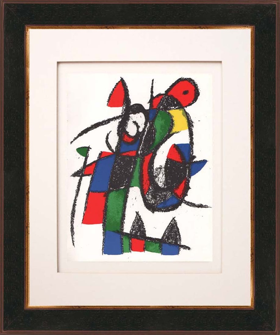 Joan Miro Original Lithograph V2-2 Mourlot 1975 Framed: Title: Joan Miro Original Lithograph V2-2 Mourlot 1975 Framed Description: Artist: Joan Miro Country: Spain Title: Untitled V2-2 Medium: Original Lithograph Marks: Not signed, not numbered Size: Vellu