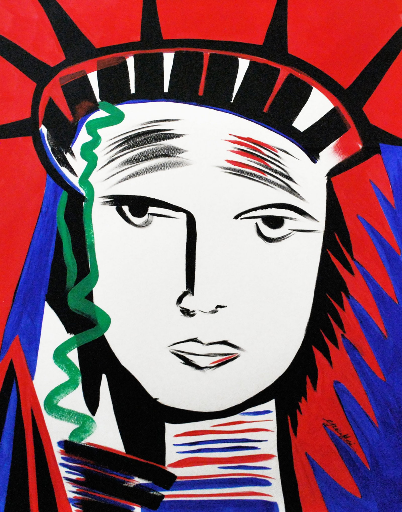 Grace Absi Lady Liberty 2019 Acrylic Painting on Arches paper Framed: Title: Grace Absi Lady Liberty 2019 Acrylic Painting on Arches paper Framed Description: Title: Lady Liberty Artist: Grace Absi Country: USA Medium: Acrylic Painting on Arches paper Marks: Created &am