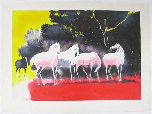 Paul Guiramand Original Lithograph Chevaux Blancs Hand-Signed & numbered (1 of 3)